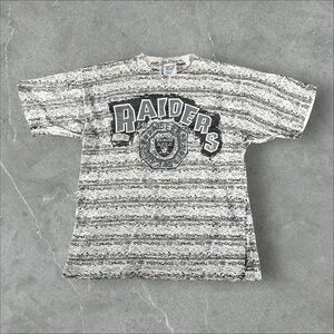 Vintage‎ Oakland Raiders Shirt Mens Medium Black Raiders Graphic NFL Gameday AOP